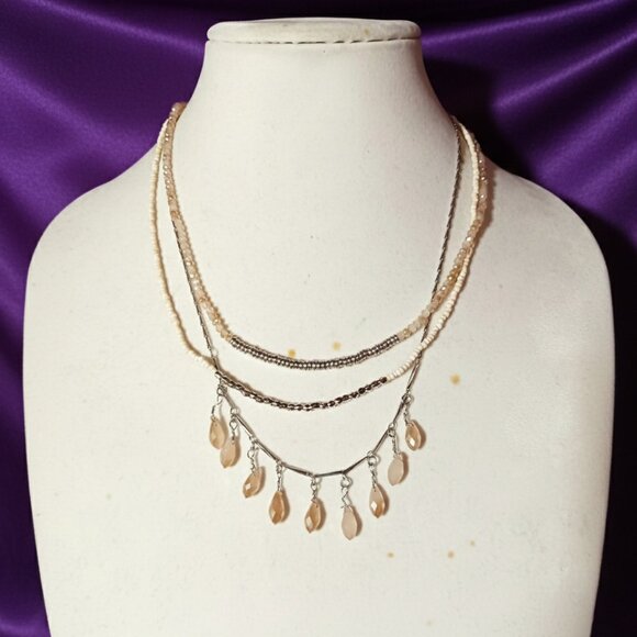 Ashley Stewart Necklace and Earring Set NWT Peach and Silver Fashion Jewelry - Picture 10 of 11